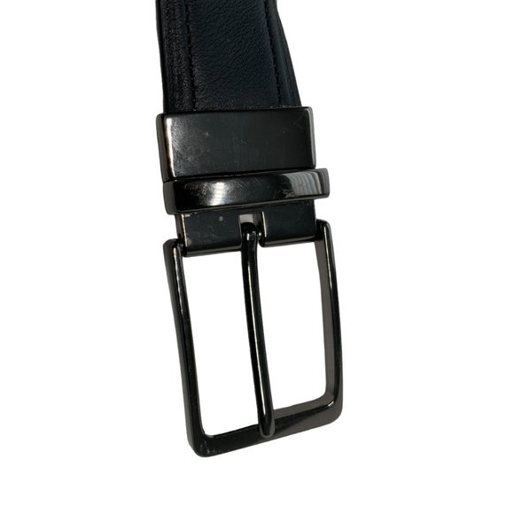 Full Grain Cowhide Leather Belt Men's Black Reversible 48 Inches - Picture 6 of 11